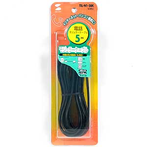 TEL-N1-5BK / モジュラーケーブル（黒・5m）