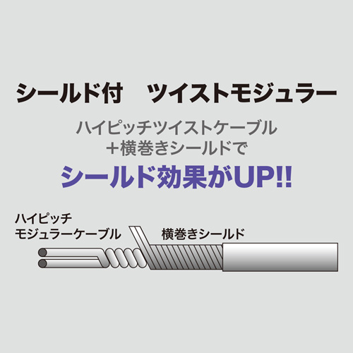 TEL-ST-10N2 / シールド付ツイストモジュラーケーブル（アイボリー・10m）