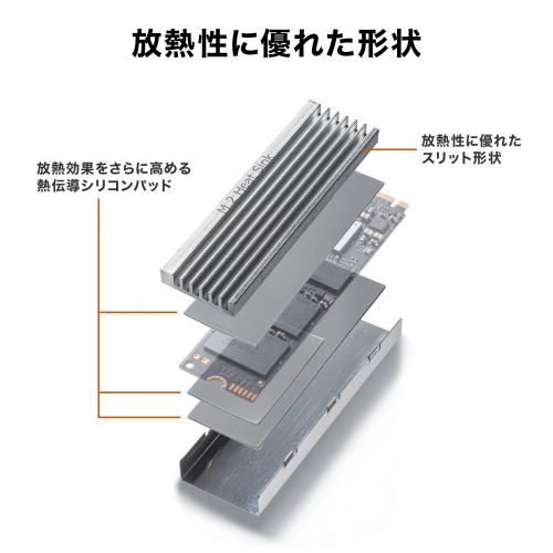 TK-HM6S / M.2 SSD用ヒートシンク 両面実装対応（シルバー）