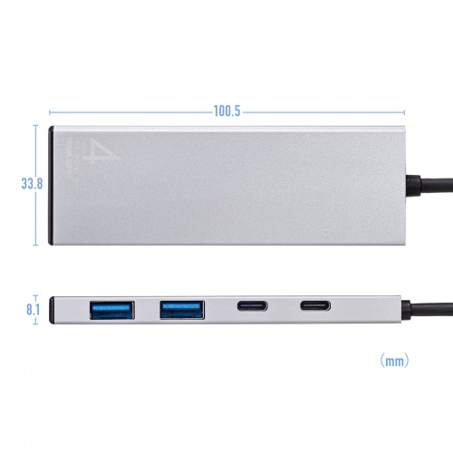 USB-10TC14SV / USB 10Gbps Type-C ハブ（USB Type-C×2ポート・USB A×2ポート）