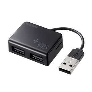 USB-2HC319BK / カードリーダー付きUSB2.0ハブ(ブラック)