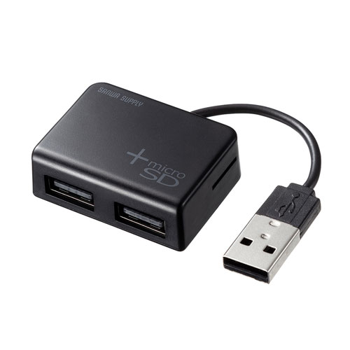 USB-2HC319BK / カードリーダー付きUSB2.0ハブ（ブラック）