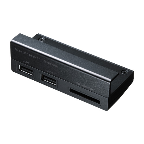 USB-2HS202BK / タブレット用USBハブ付きカードリーダー（ブラック）