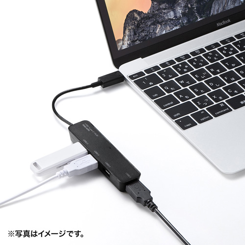 USB-2TCH3BK / USB Type-Cハブ（USB2.0・4ポート・ブラック）