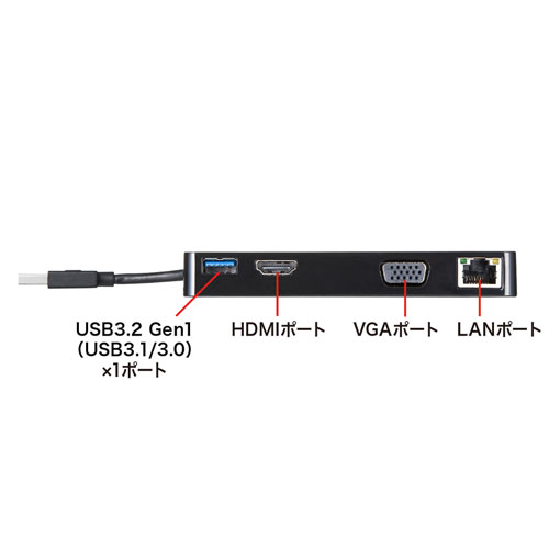 USB-3H131BK / モバイルドッキングステーション（USB3.2 Gen1・HDMI・VGA・LAN）