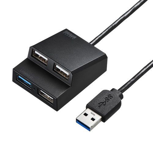 USB-3H413BKN【USB3.2Gen1+USB2.0コンボハブ】USB3.2 ポートのコンボタイプUSBハブ。ブラック。｜サンワサプライ株式会社