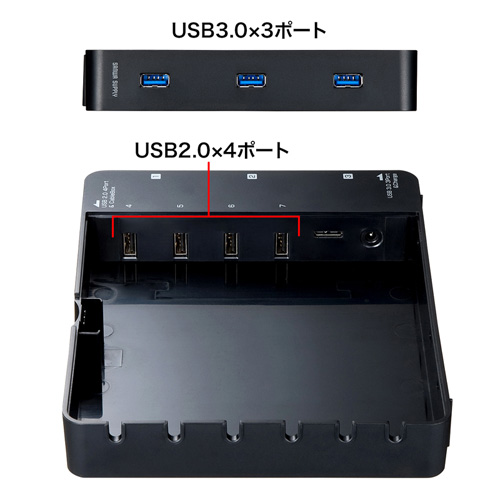 USB-3H705BK / ケーブル収納BOX付き7ポートUSB3.0ハブ