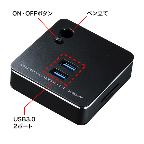 USB-3HC201BK / 有線LANポート付USB3.0ハブ（ブラック）