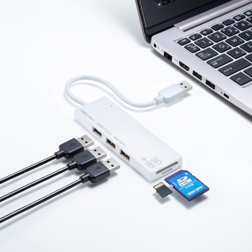 USB-3HC316WN / USB3.1+2.0コンボハブ　カードリーダー付き（ホワイト）