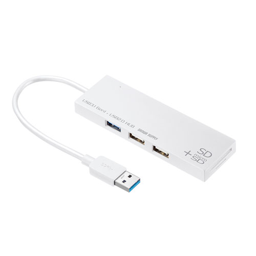 USB-3HC316WN / USB3.1+2.0コンボハブ　カードリーダー付き（ホワイト）