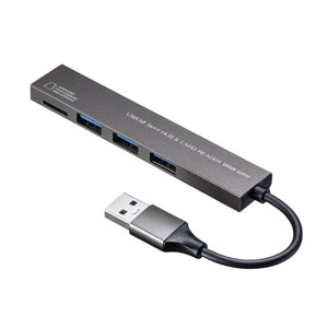 USB-3HC317S / USB 3.2 Gen1 3ポートスリムハブ(microSDカードリーダー付き)