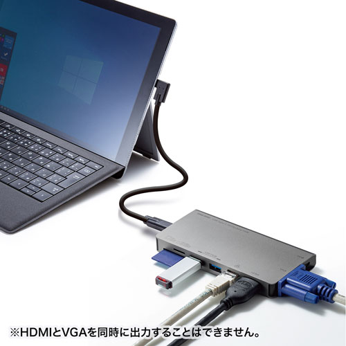 USB-3TCH13S2 / USB Type-C ドッキングハブ（VGA・HDMI・LANポート・カードリーダー搭載）