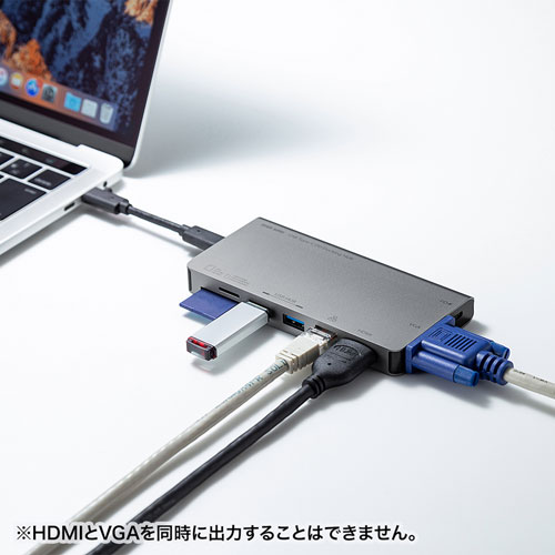 USB-3TCH13S / USB Type-C　ドッキングハブ（VGA・HDMI・LANポート・SDカードリーダー付き）