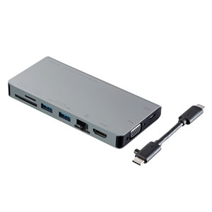 USB-3TCH13S / USB Type-C ドッキングハブ(VGA・HDMI・LANポート・SDカードリーダー付き)