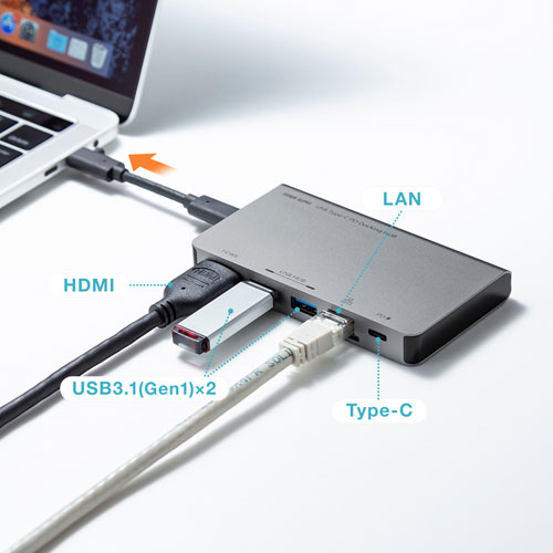 USB-3TCH15S / USB Type-C ドッキングハブ（HDMI・LANポート付き）