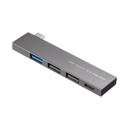 USB-3TCH21SN【USB Type-C コンボ スリムハブ】USB Type-Cコネクタ搭載のUSB  5Gbps×1ポート、USB2.0×2ポート、USB Type-C×1ポートのコンボタイプ。シルバー。 | サンワサプライ株式会社