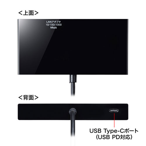 USB-3TCH30BK / USB Type-Cモバイルドッキングステーション（USB3.2 Gen1・LAN・HDMI・VGA）