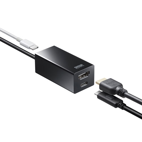 USB-3TCH34BK【USB Type-C HDMI変換アダプタ（USBハブ付）】ケーブルのように使えるType-CポートをHDMI に変換する機能を搭載したUSBハブ。Type-C×2ポート増設。｜サンワサプライ株式会社