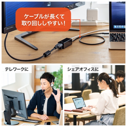 USB-3TCH35BK / USB Type-C HDMI変換アダプタ（USBハブ付）