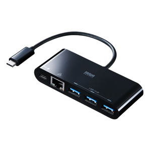 USB-3TCH6BK / 有線LANアダプタ付きUSB Type-Cハブ(ブラック)