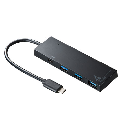 USB-3TCH8BK【USB Type-C　ハブ】USB Type-Cコネクタ搭載のUSB  5Gbps×3ポート、充電できるType-C×1ポートのUSBハブ。ブラック。 | サンワサプライ株式会社