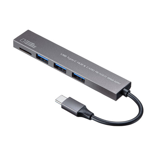 USB-3TCHC17S【USB Type-C 3ポート スリムハブ（microSDカードリーダー 