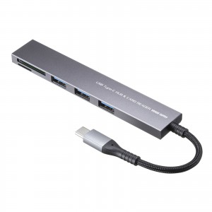 USB-3TCHC20MS / USB 5Gbps 3ポート スリム ハブ(カードリーダー付き・Type-C接続)