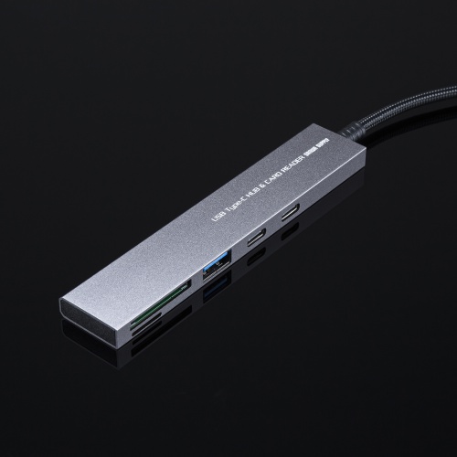 USB-3TCHC22MS / USB 5Gbps 3ポート スリム ハブ（カードリーダー付き・Type-C接続）