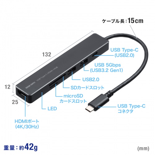 USB-5TCHC26BK / HDMIポート付 USB Type-Cドッキングハブ