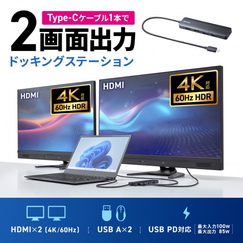USB-5TCHHPS22BK / USB Type-C ドッキングステーション