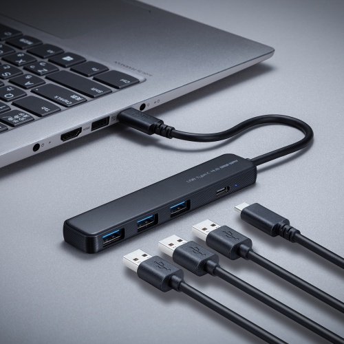 USB-5TCP35BK / USB 5Gbps Type-C ハブ（4ポート・PD対応）