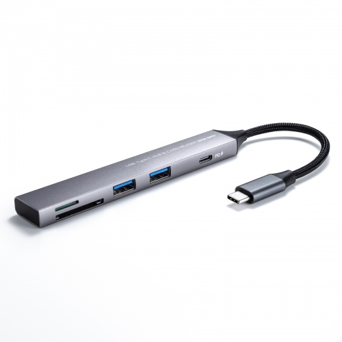 USB-5TCPC28GM / USB 5Gbps 3ポート スリム ハブ（カードリーダー付き）