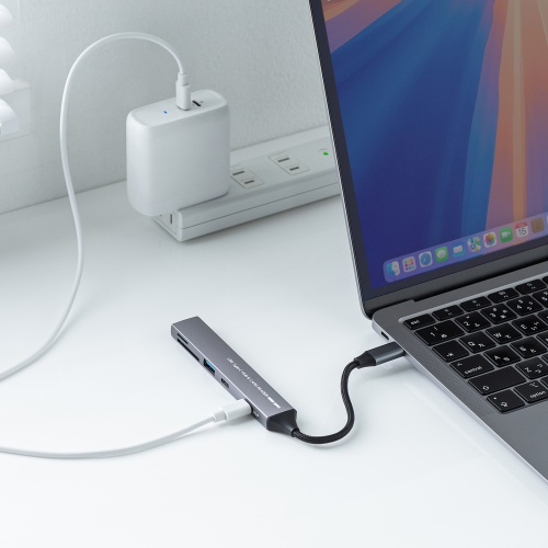 USB-5TCPC29GM / USB 5Gbps 3ポート スリム ハブ（カードリーダー付き）