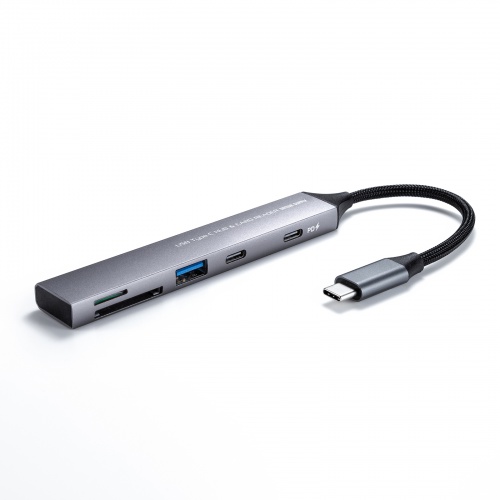 USB-5TCPC29GM / USB 5Gbps 3ポート スリム ハブ（カードリーダー付き）