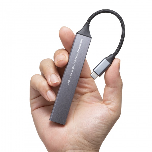 USB-5TCPC29GM / USB 5Gbps 3ポート スリム ハブ（カードリーダー付き）