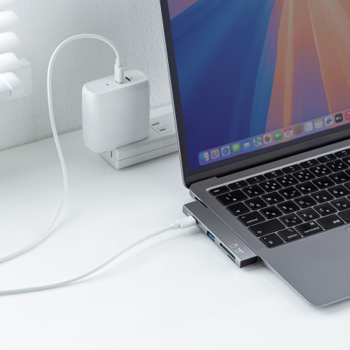 USB-5TCPC30GM / USB 5Gbps 2ポート スリムハブ（カードリーダー付き）