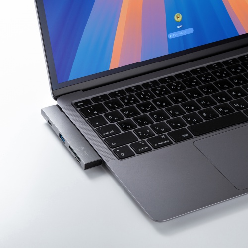 USB-5TCPC30GM / USB 5Gbps 2ポート スリムハブ（カードリーダー付き）