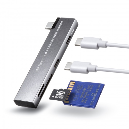 USB-5TCPC31GM / USB 5Gbps 2ポート スリム ハブ（カードリーダー付き）