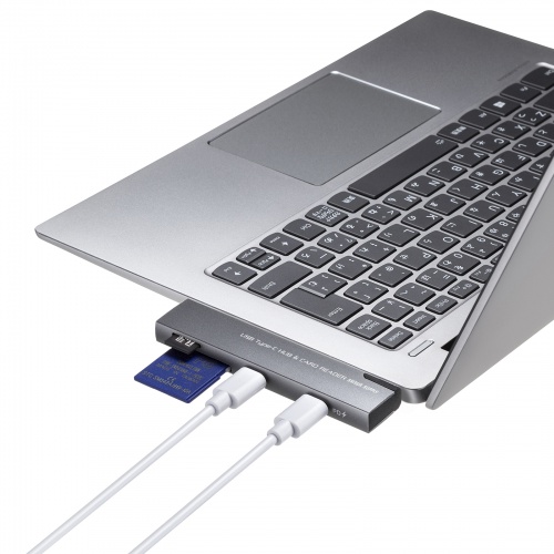 USB-5TCPC31GM / USB 5Gbps 2ポート スリム ハブ（カードリーダー付き）