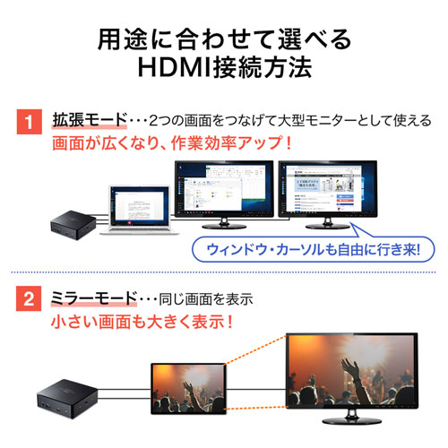 USB-CVDK5 / VESAマウント対応Type-C・USB3.1A接続ドッキングステーション