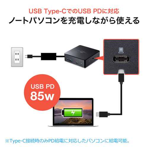 USB-CVDK5 / VESAマウント対応Type-C・USB3.1A接続ドッキングステーション