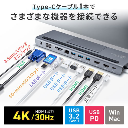 USB-CVDK8 / USB Type-Cドッキングステーション（HDMI/VGA対応）	