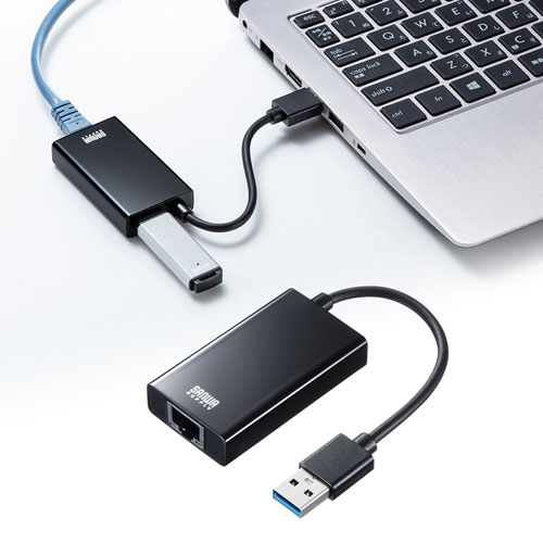 USB-CVLAN3BKN / 有線LANアダプタ（USB A Gen1-LAN変換・USBハブ付き・Gigabit対応・ブラック）