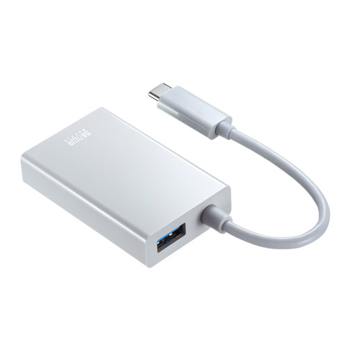 USB-CVLAN4WN / 有線LANアダプタ（USB Type-C-LAN変換・USBハブ付き・Gigabit対応・ホワイト）