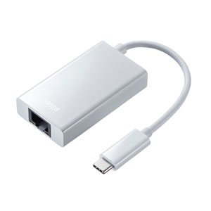 USB-CVLAN4W / USB3.2 TypeC-LAN変換アダプタ(USBハブポート付・ホワイト)