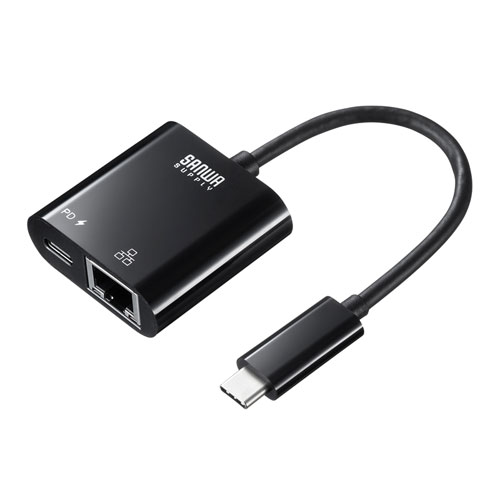 USB-CVLAN7BK / USB3.2 Type-C-LAN変換アダプタ（PD対応・ブラック）