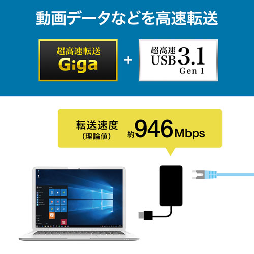 USB-CVU3HD3 / USB3.1-HDMIディスプレイアダプタ(4K対応・ 2出力・LAN-ポート付き)