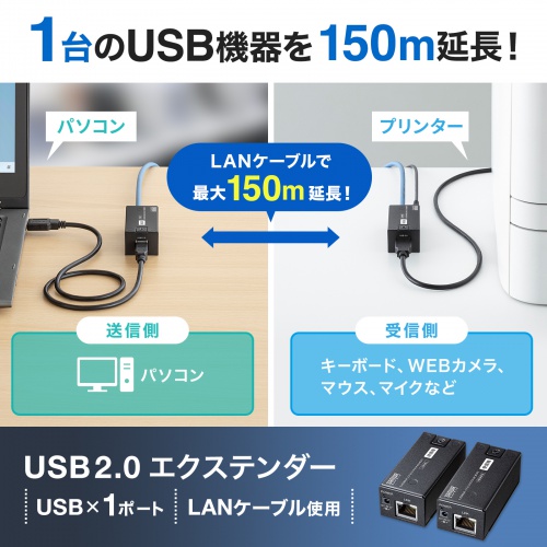 USB-EXSET5【USB2.0エクステンダー(150m延長、1ポート)】USB2 USB-EXSET5【USB2.0エクステンダー(150m延長、1ポート)】USB2