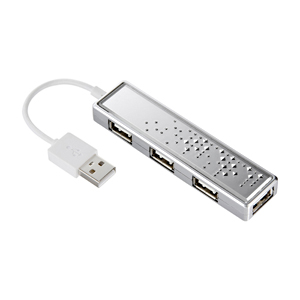 USB-HBJ407SV / 4ポートUSB2.0ハブ(クリスタルシルバー)