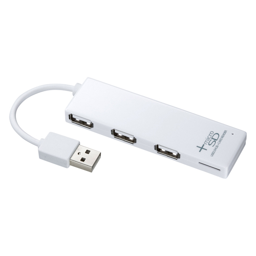 USB-HCM307W / microSDカードリーダー付きUSB2.0ハブ（ホワイト）